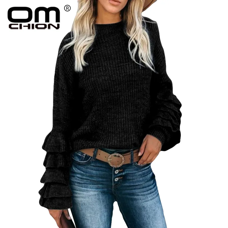 OMCHION 2020 Autumn Winter O-Neck Butterfly Sleeve Sweater Women Korean Fashion Thicken Pullover Casual Loose Jumper LSM42 | Женская
