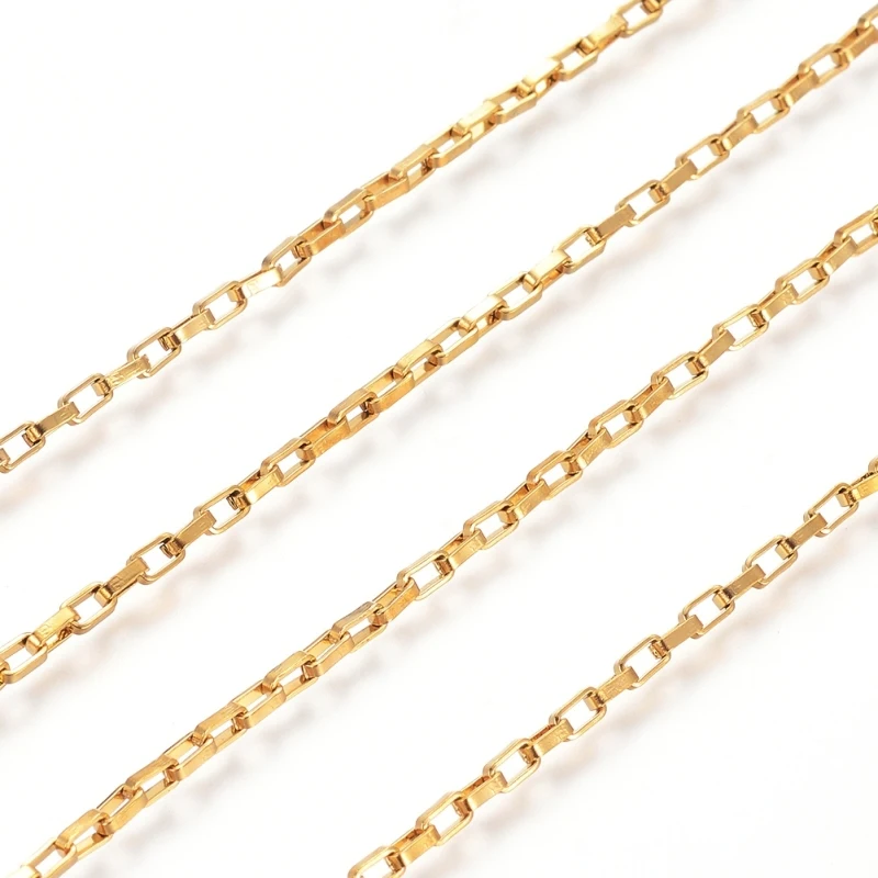 10m 304 Stainless Steel Link Chains Box Chains Unwelded Rectangle for Jewelry Making DIY Bracelet Necklace 3x1.8x0.8mm