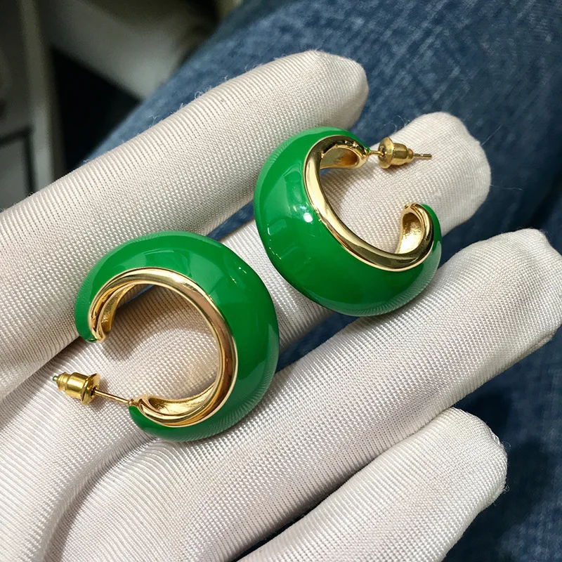 Высокое качество Meniscus стиль зеленый синий красный белый керамический серьги-гвоздики великолепные ювелирные изделия для женщин подарок