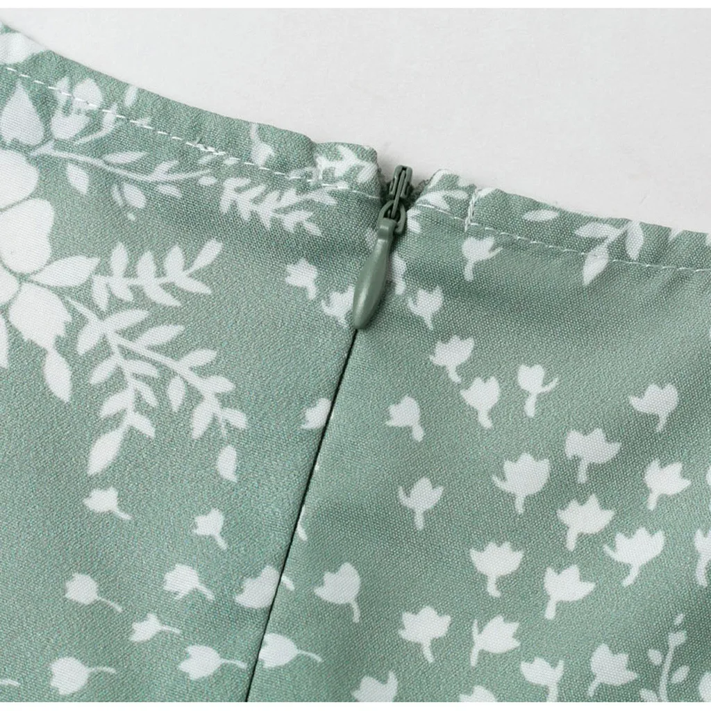 

Home&Nest Womens Fashion Sexy Flowers Print Tie Kink Puff Sleeve Mini Dress Bohemian V-Neck Evening Party Dress Summer 2020