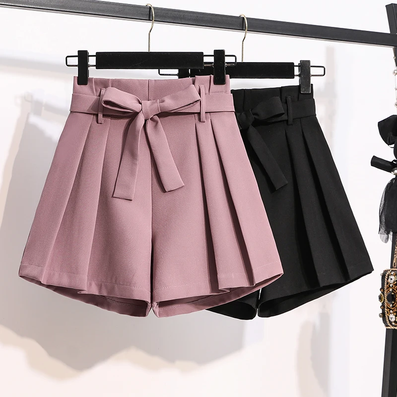 

2021 Spring And Summer New Wide Leg High Waist Shorts Solid Color Show Thin Versatile A-line Hot Pants
