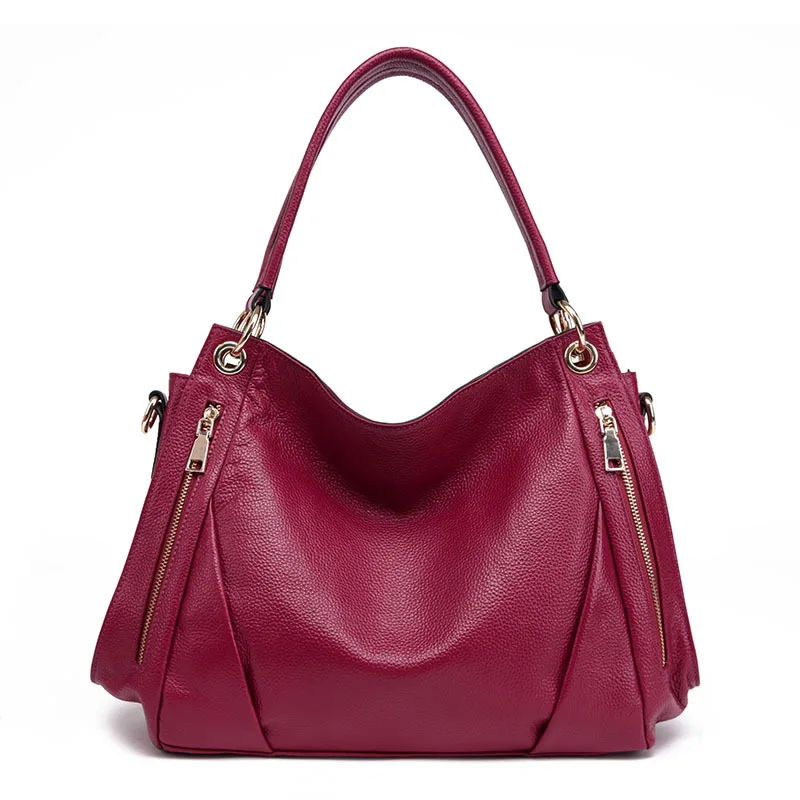 Женская мягкая сумка из натуральной воловьей кожи вместительная через плечо |