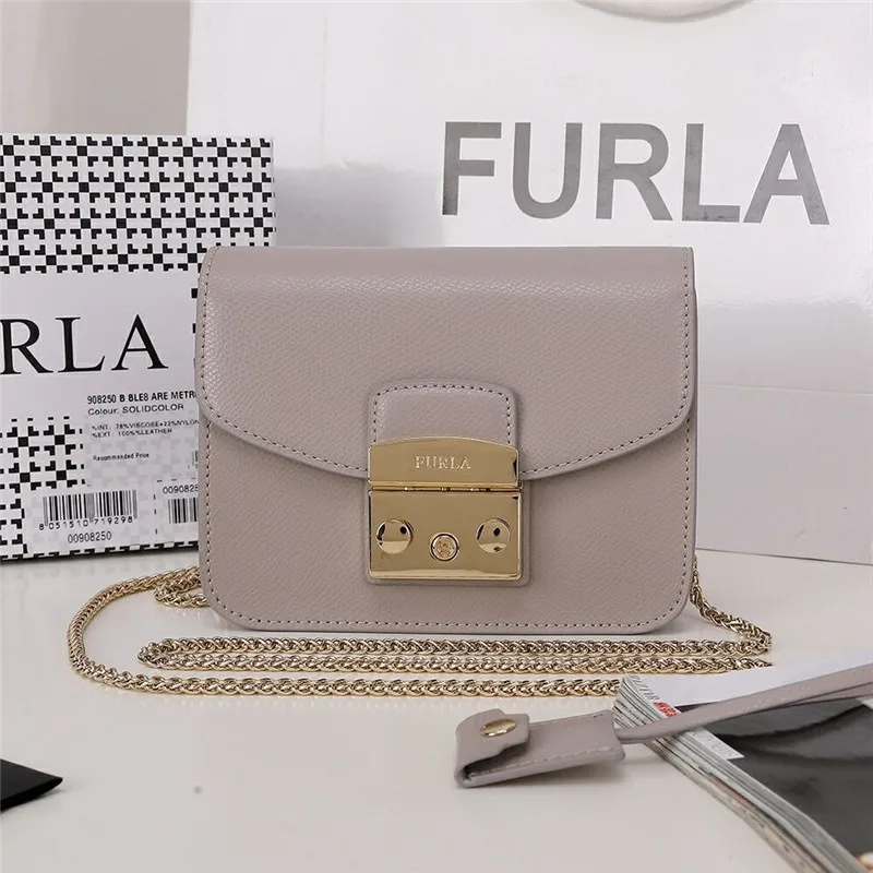 Оригинальные женские сумки FURLA, высококачественные женские кожаные сумки Furla светло-серого цвета, размер S 16,5 см x 12 см x 8 см