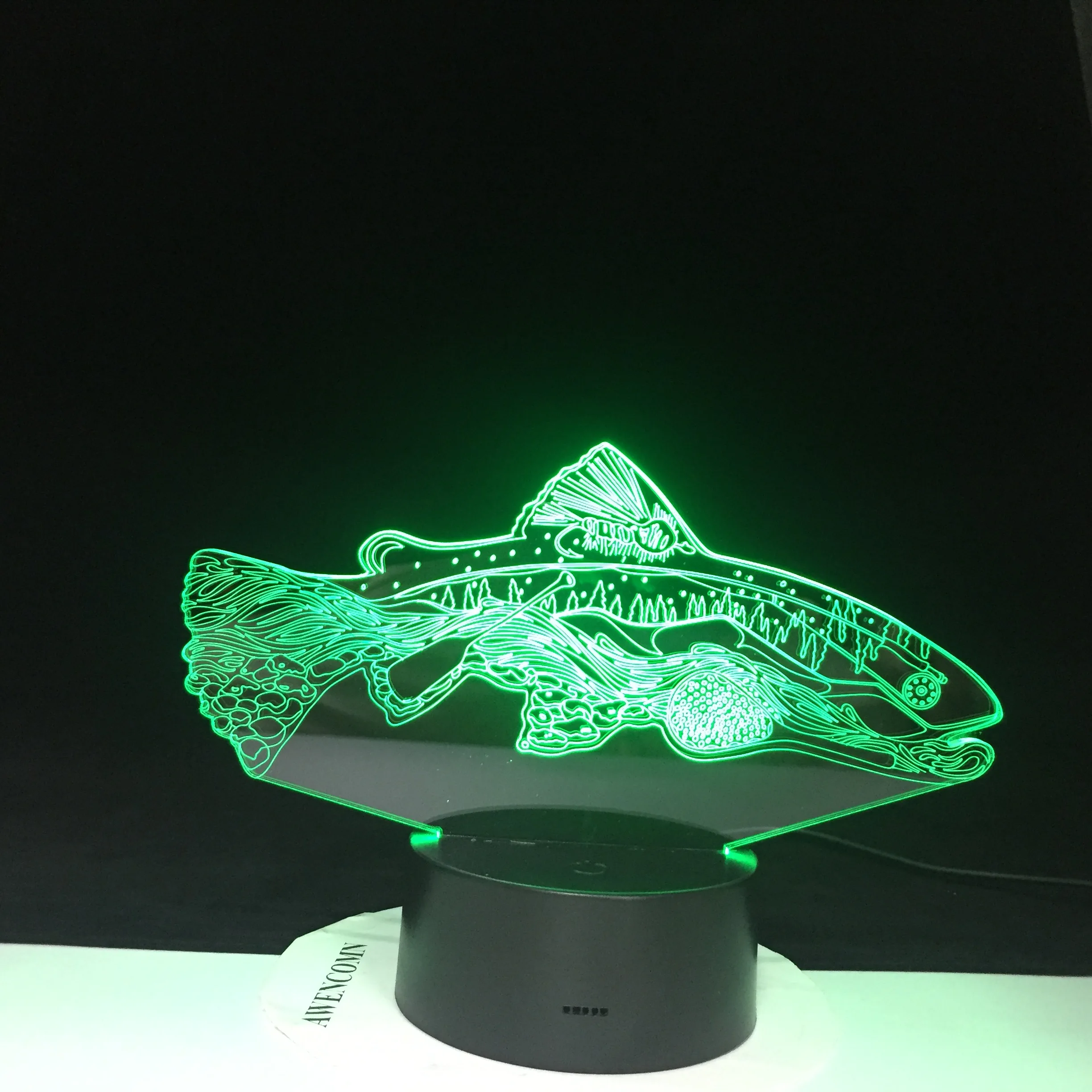 3D светодиодный ночник 7 цветов форма рыбы RGB настроение животное USB сенсорный