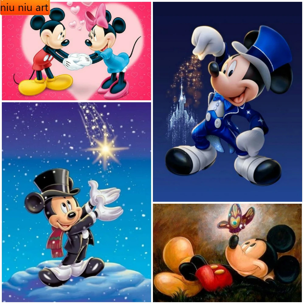

Disney 5D DIY Full Round Diamond Painting Mickey Minnie Diamond Embroidery Cross Stitch Rhinestone Mosaic Home Decor Anime
