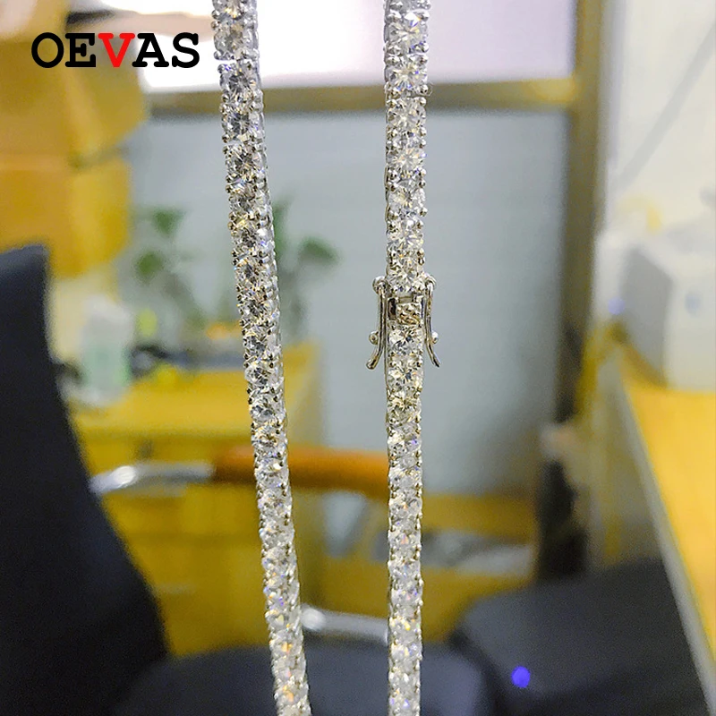 OEVAS 100% Серебро 925 пробы сверкающая цепочка 3 мм/4 мм из высокоуглеродистого алмаза