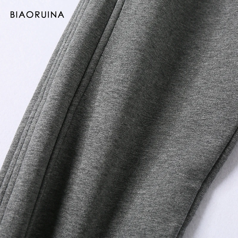 Женские однотонные повседневные универсальные штаны BIAORUINA теплые плотные с