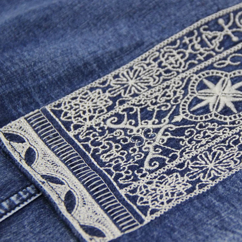 

Embroidery Denim Sundresses Women Summer Round Neck Sleeveless Mid-calf Length Tank Dress Woman Slim Fit Vintage Pleated Dresses