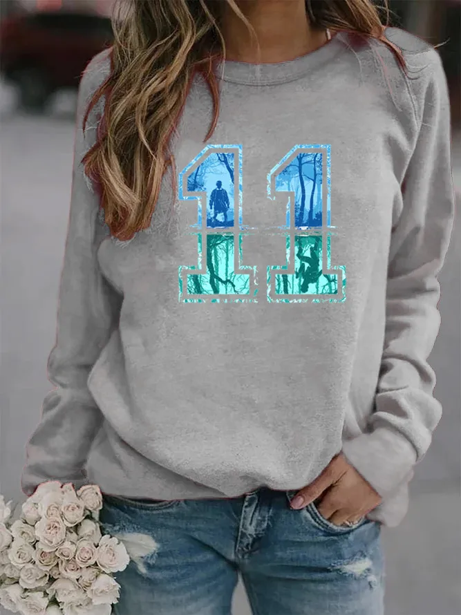 

Number 11 Printed Hoodies Women Fleece Long Sleeve O Neck Loose Sweatshirt Girls Women Hoodie Pullovers Winter