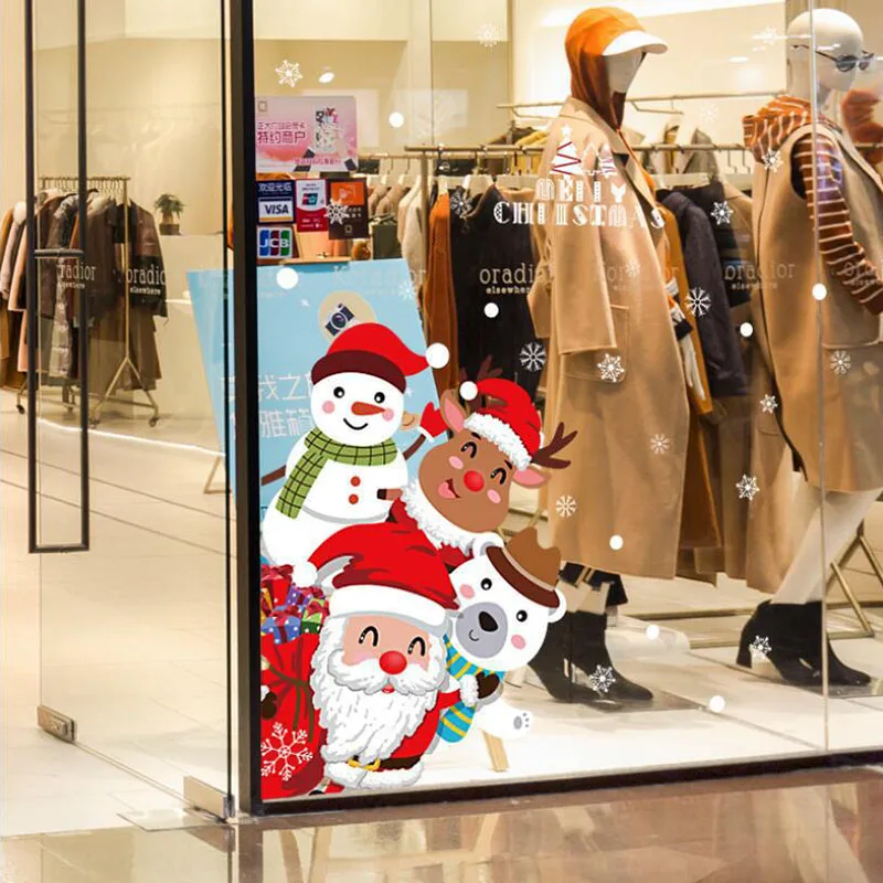 

1PCS PVC Christmas Scene Layout Decor Festival Stage Setting Glass Window Bedroom Wall Decoration Stickers