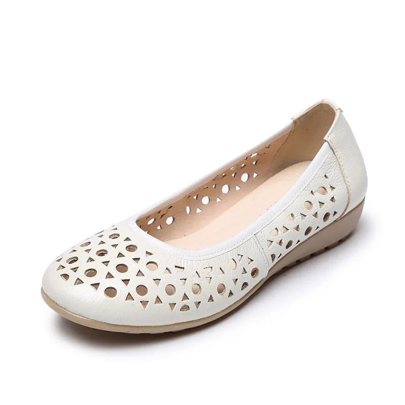 

Spring Summer Women Flats Shoes Genuine Leather Shoes Woman Cutout Loafers Slip On Ballet Flats Ballerines Flats Nurse Shoes