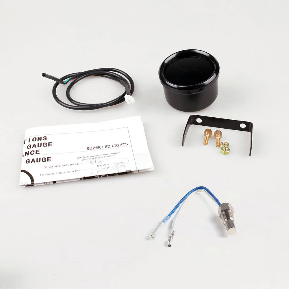 Цифровой автомобильный измеритель температуры воды красный с датчиком 2 дюйма (52