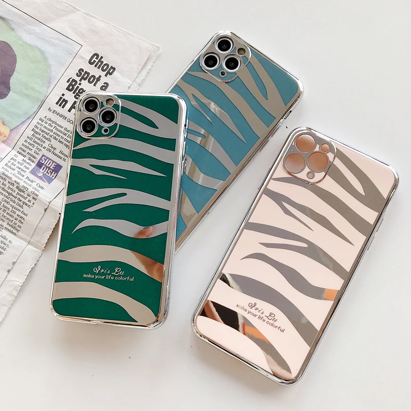 

Mirror zebra silicone Phone Case For iphone 7 8 7PLUS 8PLUS X XS XR XSMAX 11PROMAX case