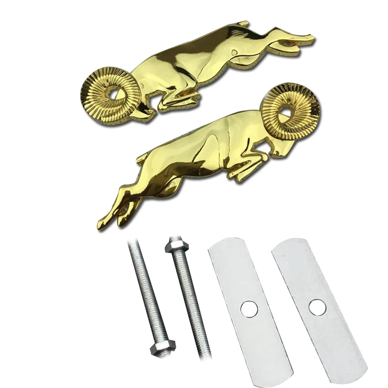 Gold a pair screw Для Dodge Ram caliber 3D Автомобильная головка гриль задняя дверь 3D наклейка s металлическая Замена эмблемы металлический хром значок наклейка Ram Head - Название цвета: Gold a pair screw