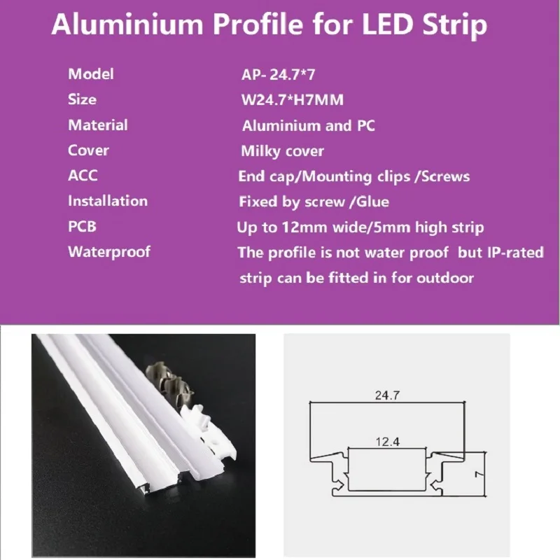 Встраиваемый светодиодный алюминиевый профиль U-типа 5 шт. 20 дюймов В 12 24