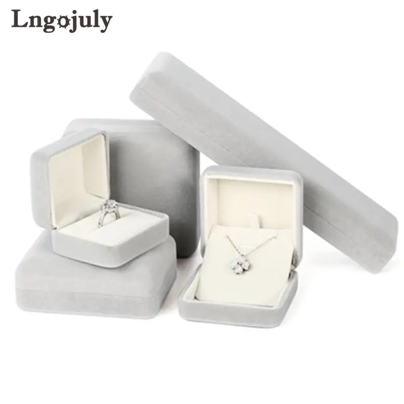 Wholesale Jewelry Packaging Box In Multiple Colour Velvet Square For Ring Pendant Bangle Chain Bracelet Gift Box 10 Pieces