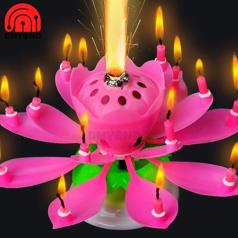 Декоративная Свеча для торта Lotus романтический розовый цветок музыкальное