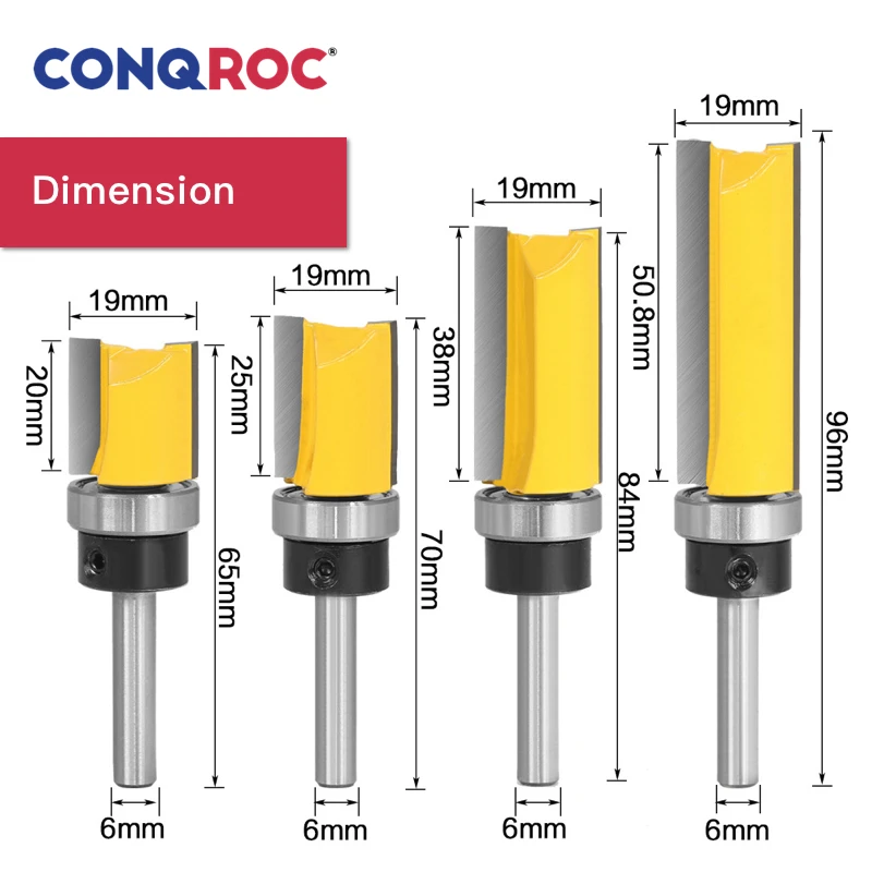 4 шт. удлиненные фрезы для роутера с прямым углублением набор шаблонов резки