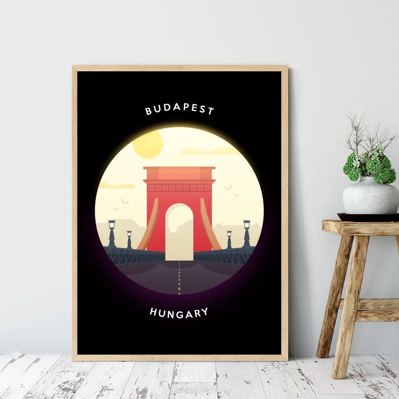 Венгрия Будапешт абстрактный путешествия карта страны Холст плакат | Дом и сад