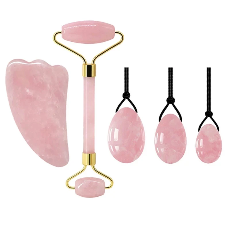 

Rose Quartz Roller Yoni Eggs set Vaginal Muscle Firming Kegel Exercise Facial Natural Beauty Relaxation Messager GuaSha Scraper