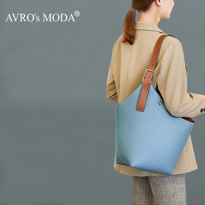 AVRO's MODA Brand Fashion Genuine Leather Shoulder Bags For Women Handbags Ladies Luxury Designer Casual Bucket Crossbody Bag