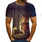 Мужская футболка с коротким рукавом, Повседневная футболка с 3d принтом льва, с двойной молнией, лето 2019