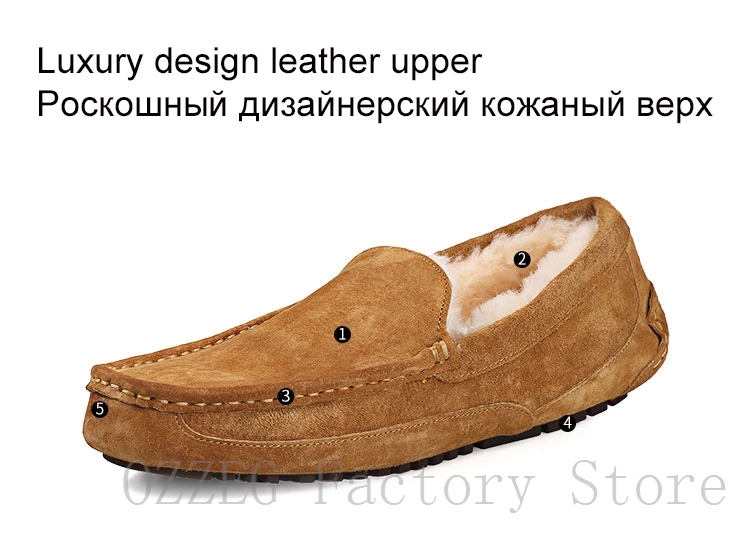 OZZEG; Роскошная брендовая дизайнерская обувь; Мужская зимняя обувь из натуральной кожи на плоской подошве; австралийская подкладка из натуральной овечьей шерсти; лоферы; Повседневная обувь; Мокасины