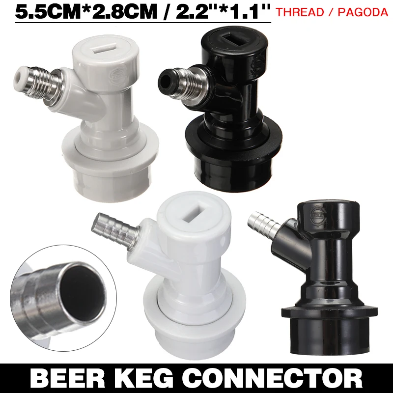 

1pcs 1/4" Plastic Stainless Steel Homebrew Ball Lock Keg Black White Beer Keg Dispenser Disconnect Straight Thread Connector