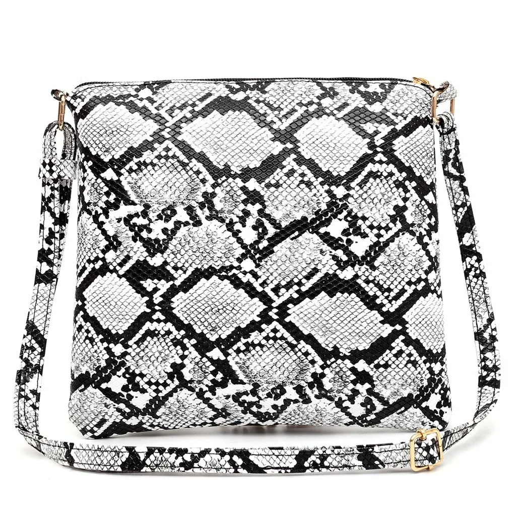 Fashion Women Tassel Snake Printing Zipper Messenger Bag Handbag Shoulder Bag Elegant Small Square Bags#YJ