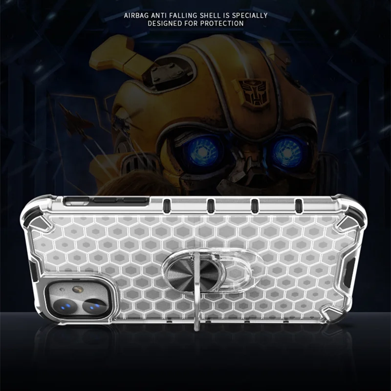 For iPhone 11 Pro max XS XR 7 8 6S 6 Plus SE 2020 Case Ring Holder translucent Soft Silicone Armor Rugged Shockproof Phone | Мобильные
