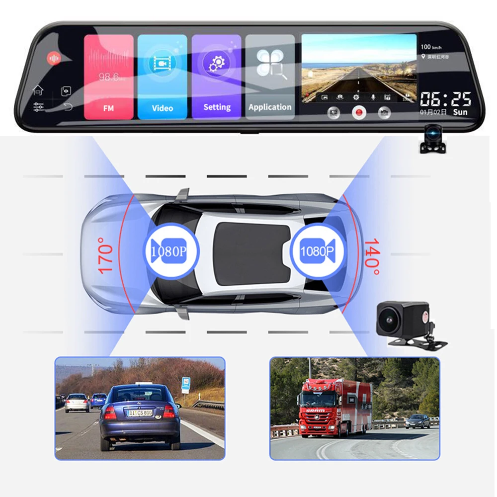 12 дюймов 2G + 32G Android 8 1 Автомобильный видеорегистратор gps Bluetooth навигация FHD
