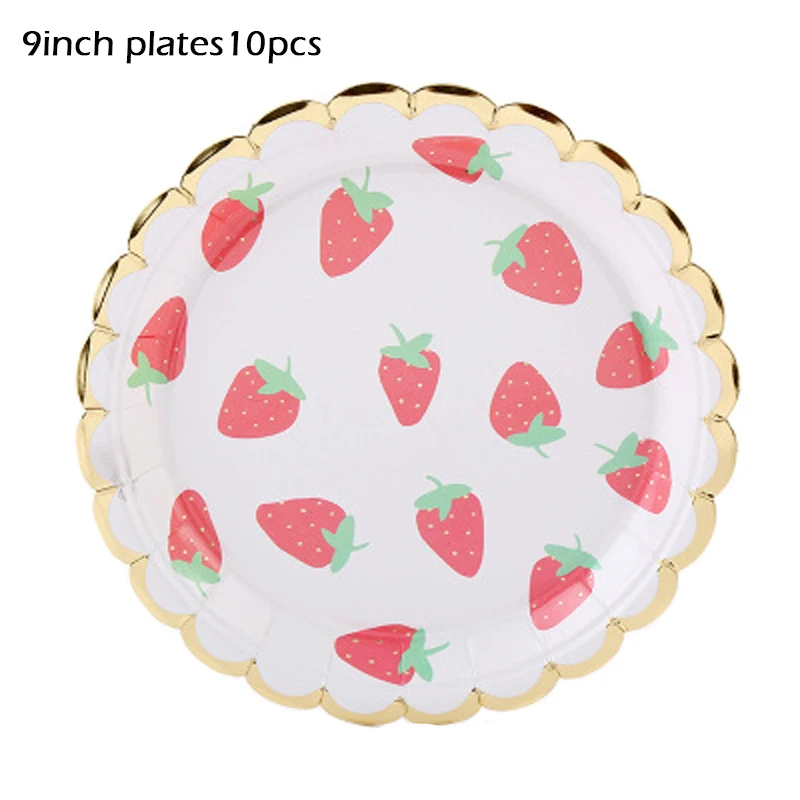 Фрукты тема клубника Арбуз Лимон скатерть бумажные тарелки и стаканы