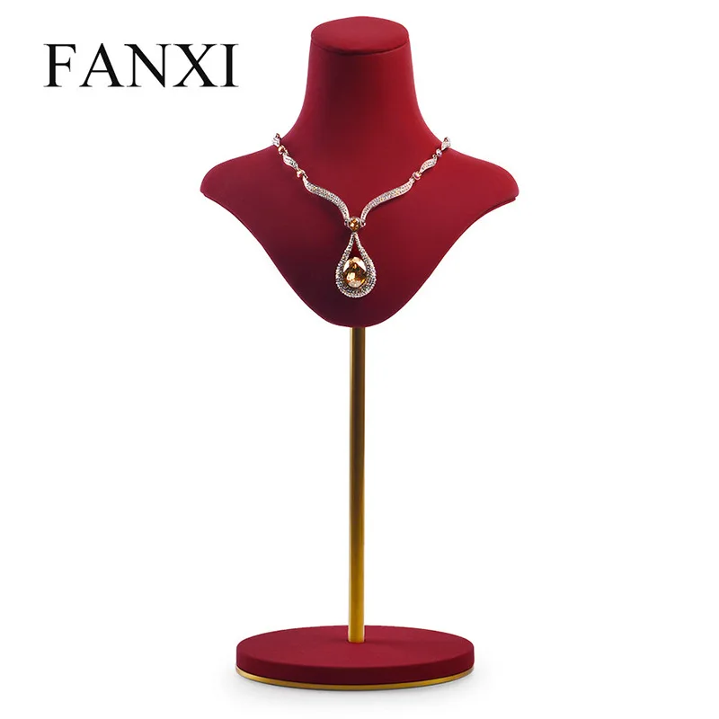 Fancy Necklace Display Stand Creative Jewelry Stand Metal Leather Heart-shaped Jewelry Props Portrait Model Necklace Stand