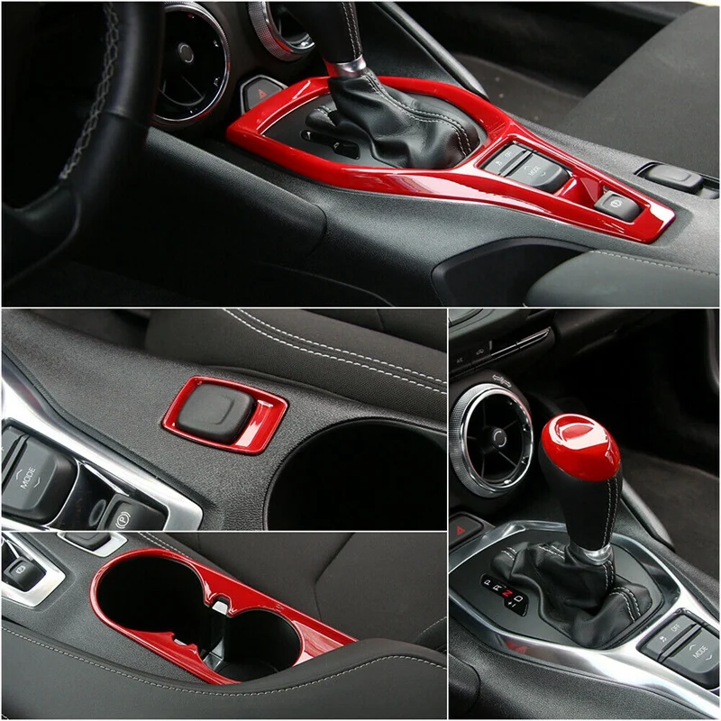 

for Chevrolet Camaro 2016 -2020 Car Gear Box Shift Panel Cigar Lighter Front Cup Holder Cover Trim Frame Sticker