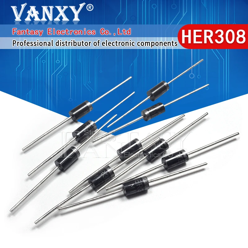 100 шт. диоды для быстрого восстановления HER308 3A 1000V|fast recovery diode|recovery diodefast |