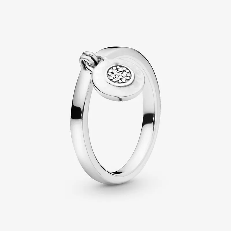 

Authentic 925 Sterling Silver Round Logo Padlock Ring For Women's Engagement Jewelry Anniversary