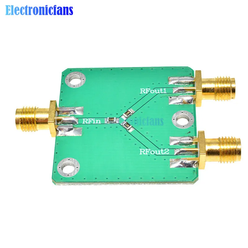 RF Power Splitter RF Microwave Resistance Power Divider Splitter 1 to 2 Combiner SMA DC-5GHz Radio Frequency Divider 33*33mm