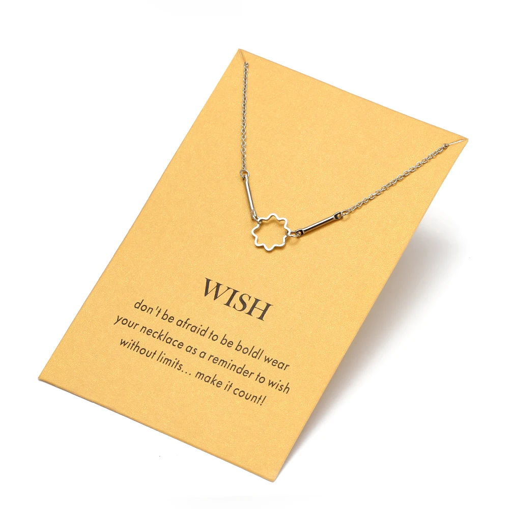 Wish Card милое ожерелье с цветком для женщин серебряная цепочка украшение на шею