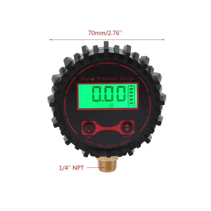 

Digital Tire Pressure Guage with Flashlight 0-250 PSI 1/4" for Car Bicycle