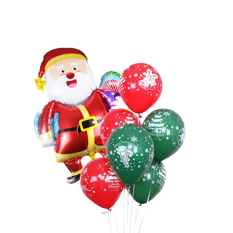 7 шт./лот Рождественский Снеговик Санта елка красный зеленый латексные шары эльф