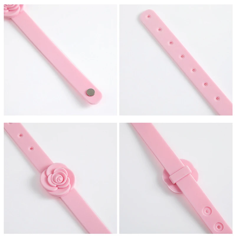 

5pcs reusable rose silicone mosquito repellent bracelets essential oils hand ring repellent watch strap wrist band for kids