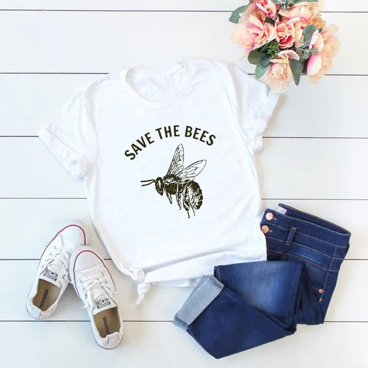 Повседневная футболка с надписью Save The Bee S для пчеловодства Стильная хлопковая