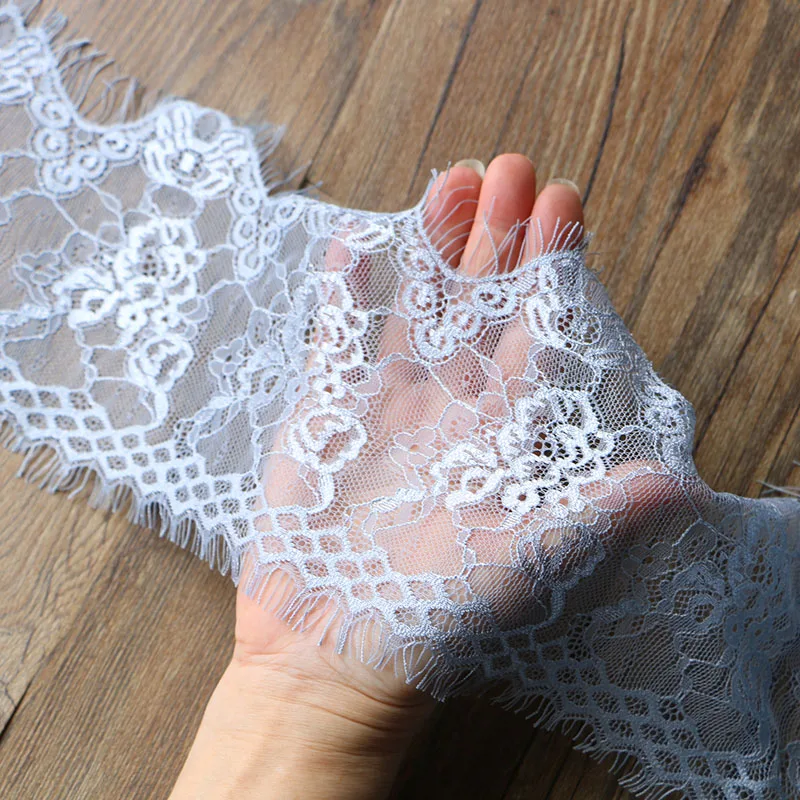 3 м/лот 13 см greywidth ресницы кружевная отделка цветок односторонняя волна ткань