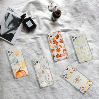 autumn leaves pumpkin phone case transparent for iphone 7 8 11 12 se 2020 mini pro x xs xr max plus