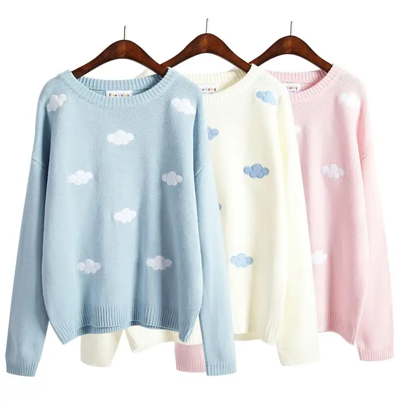 

Winter Loose College Wind Clouds Warm Female Long Sleeve Sweaters