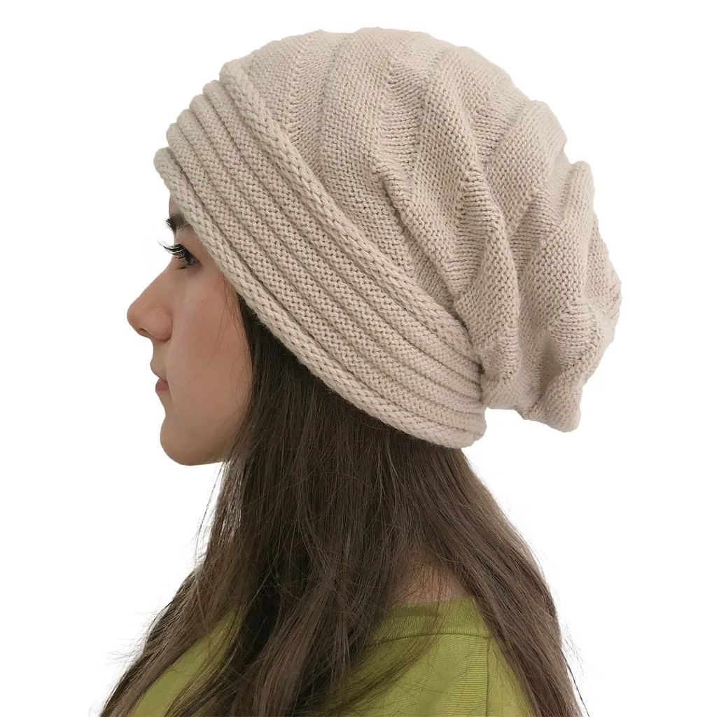 Женская модная уличная одноцветная вязанная крючком шапка зимняя Skullies Gorros