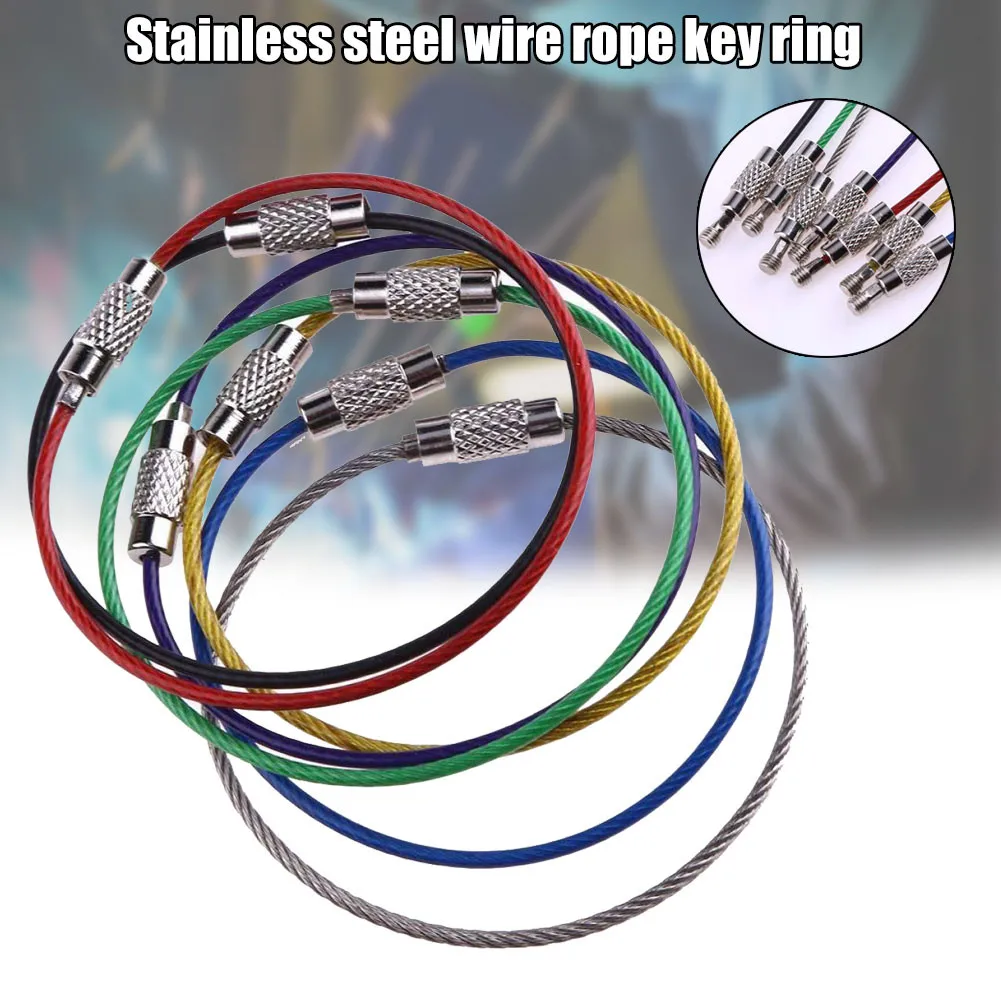 7Pcs Stainless Steel Wire Rope Key Ring for Hanging Luggage Tag Keyrings and ID Keepers 150MM WHShopping | Спорт и развлечения