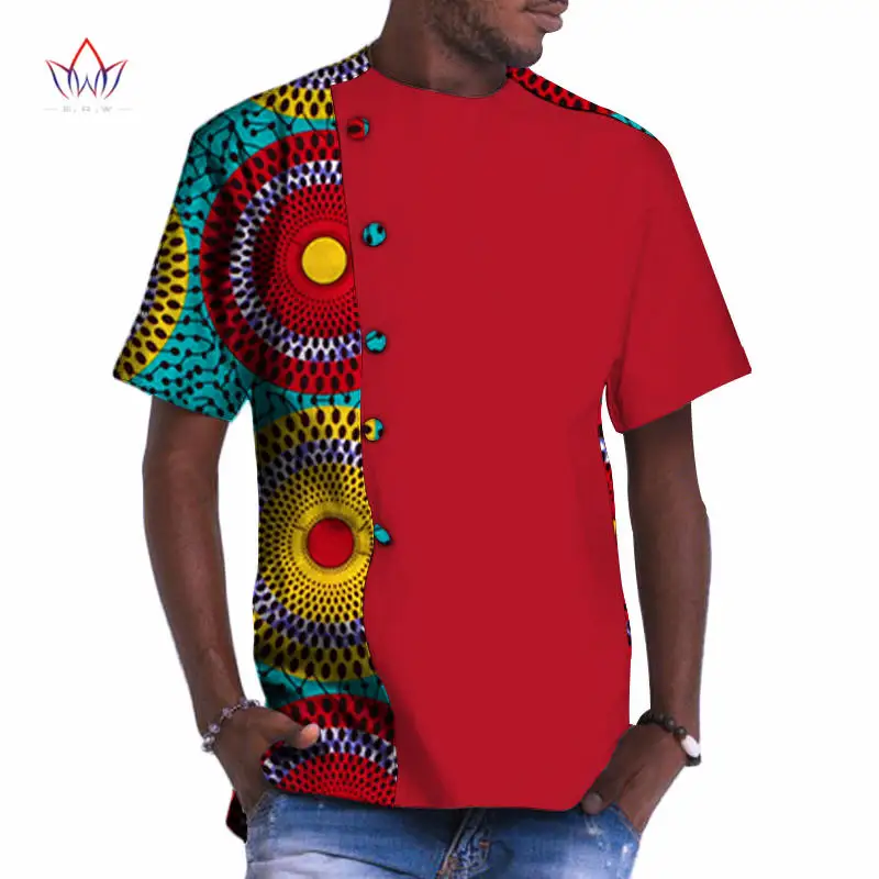 Dashiki Мужская футболка Bazin Riche африканская одежда 100% хлопок принт пэчворк на