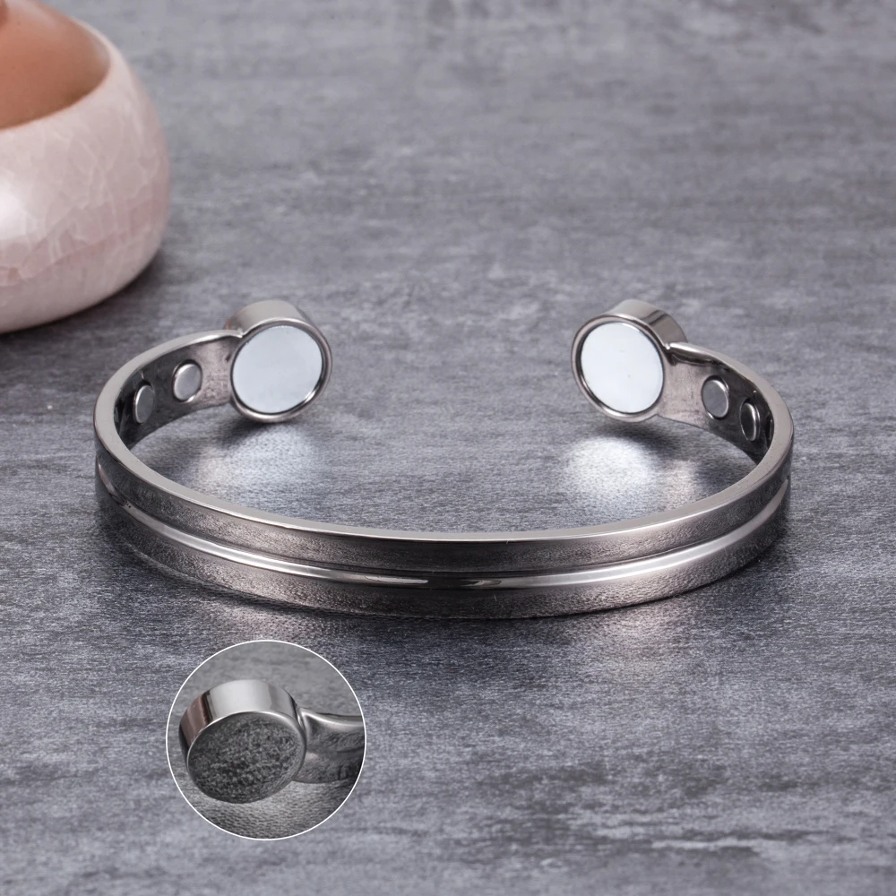 Vinterly Copper Bracelets for Women Silver Color Pure Copper Magnetic Bracelet Health Energy Adjustable Cuff Bracelets Bangles