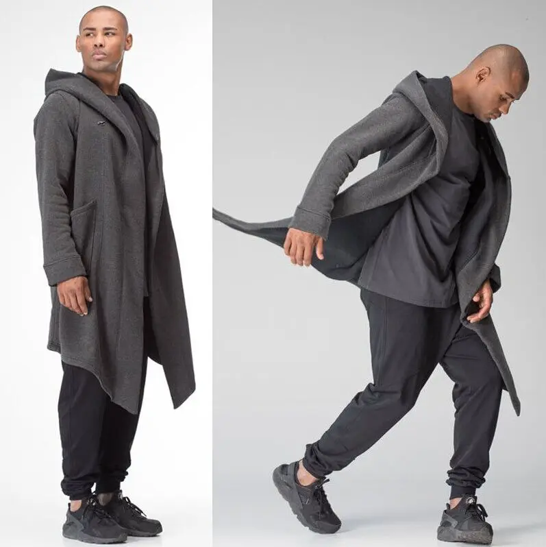 Свободная Повседневная куртка для мужчин и женщин кардиган с капюшоном Длинная